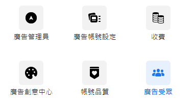 FB廣告管理員選單